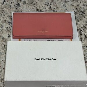 Balenciaga Pink lambskin leather Wallet with COA
